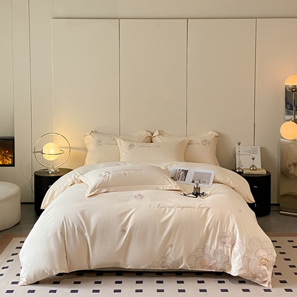 91家纺网 家纺一手货源 找家纺 （总）玉海棠 2024新款舒适亲肤刺绣四件套-赛琳娜系列