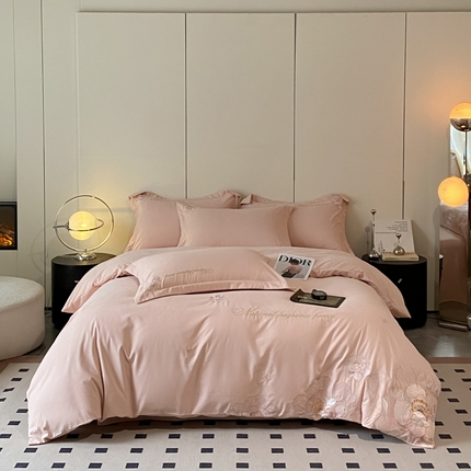 91家纺网 家纺一手货源 找家纺 （总）玉海棠 2024新款舒适亲肤刺绣四件套-赛琳娜系列