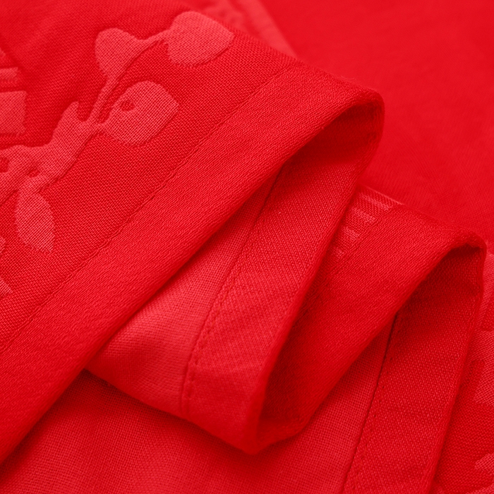 91家纺网 家纺一手货源 找家纺 2024新款全棉六层纱布大红色婚庆加厚透气枕巾52*78cm一对 良辰吉日