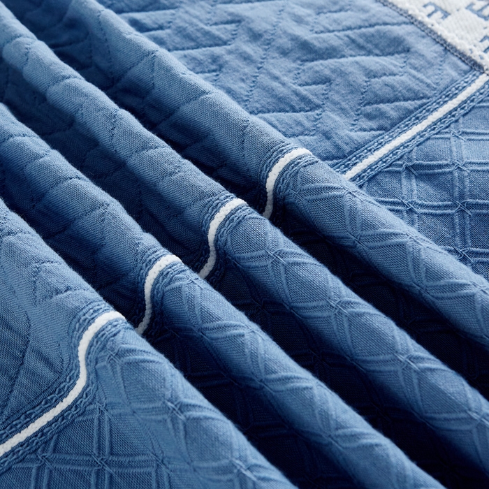 91家纺网 家纺一手货源 找家纺 朴尔家纺-毛巾被 2024新款纱布毛巾绣花素色半包枕套枕巾 绣花半包枕套-浅蓝