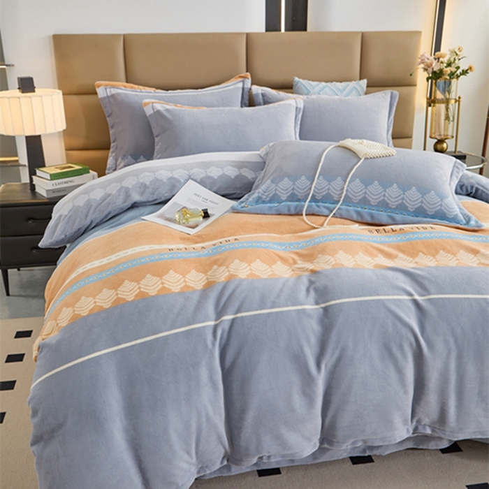 91家纺网 家纺一手货源 找家纺 卡迪亚 2024新款全消光牛奶绒印花四件套 简约