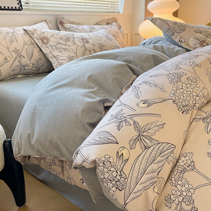 91家纺网 家纺一手货源 找家纺 宜家坊 2024秋冬新款全棉超柔加厚生态磨毛四件套 莫妮卡