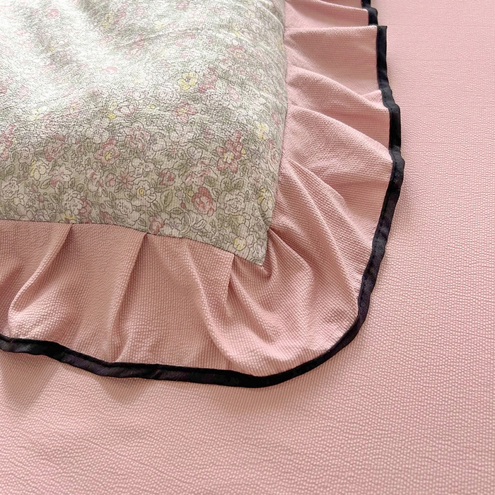 91家纺网 家纺一手货源 找家纺 韩约家纺 2025新款1针织棉皱皱纱床单款夏凉被春秋被冬被四件套 雾里花