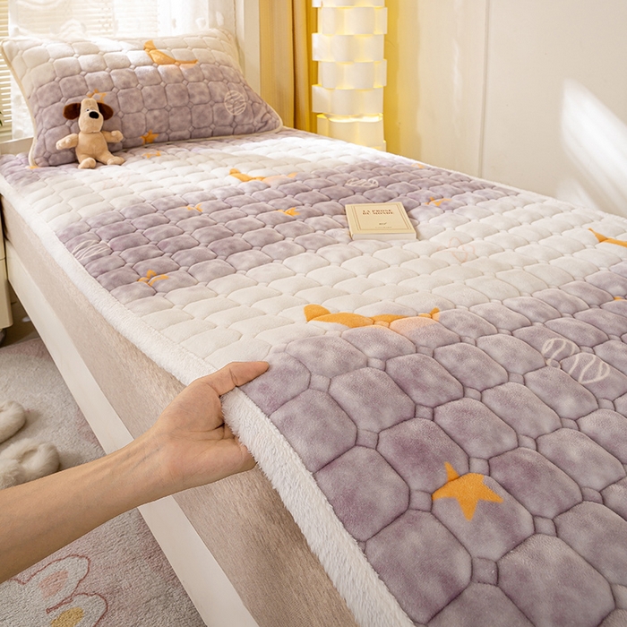 91家纺网 家纺一手货源 找家纺 眠势力 2025牛奶绒学生床垫夹棉加厚秋冬季保暖床褥子印花床护垫 梦幻星空