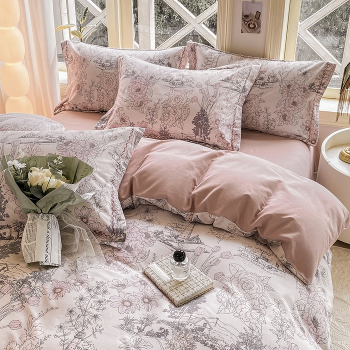 91家纺网 家纺一手货源 找家纺 宜家坊 2024秋冬新款全棉超柔加厚生态磨毛四件套 美丽人生