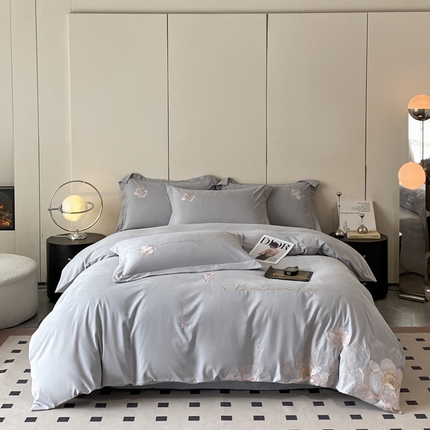 91家纺网 家纺一手货源 找家纺 （总）玉海棠 2024新款舒适亲肤刺绣四件套-赛琳娜系列