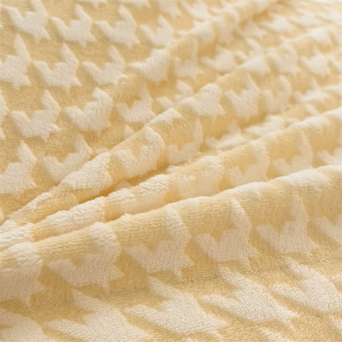 91家纺网 家纺一手货源 找家纺 星座家纺 2025新款千鸟格花边款牛奶绒四件套 千鸟格-米黄