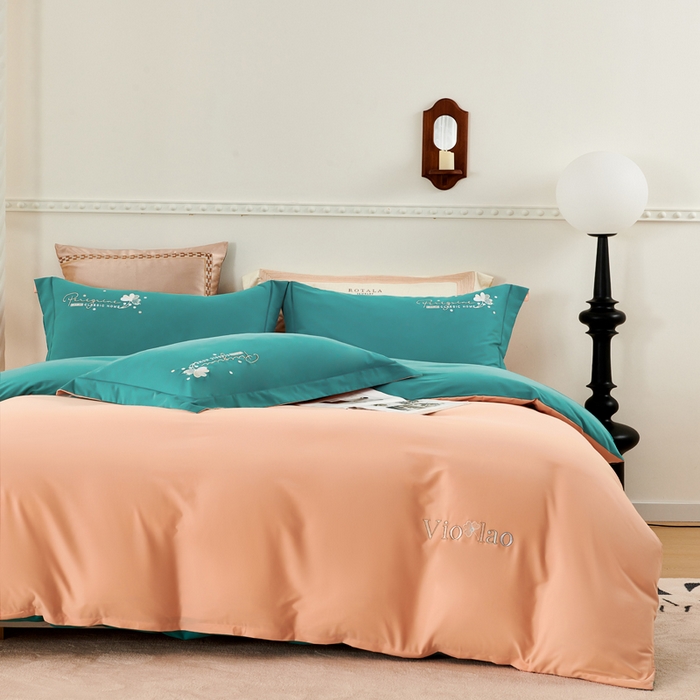 91家纺网 家纺一手货源 找家纺 U品汇 2024新品生态加厚长绒棉纯棉绣花60S全棉磨毛刺绣四件套AB版双面绣花 香芬-孔雀兰