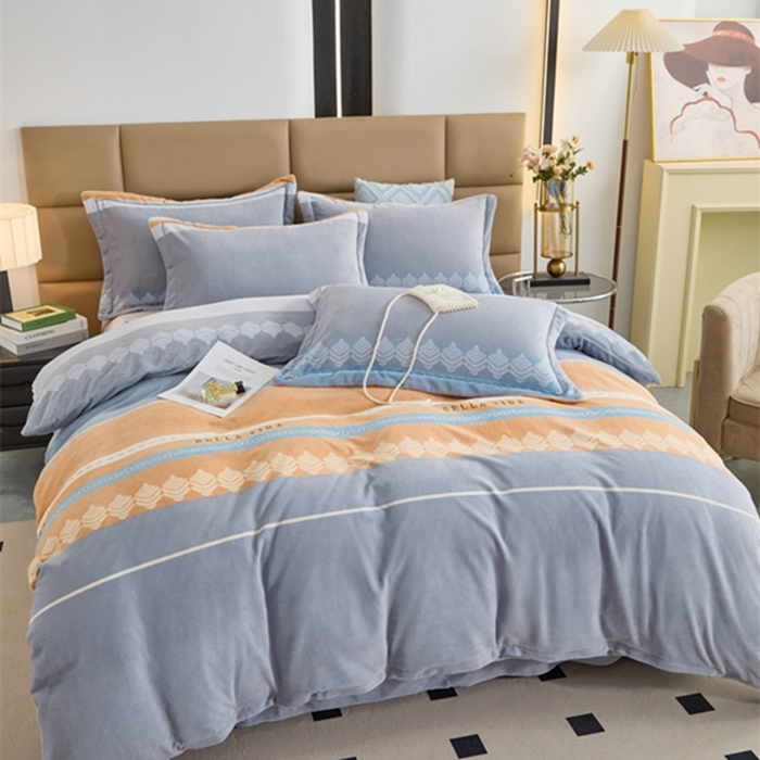 91家纺网 家纺一手货源 找家纺 卡迪亚 2024新款全消光牛奶绒印花四件套 简约