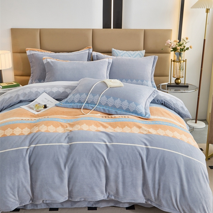 91家纺网 家纺一手货源 找家纺 卡迪亚 2024新款全消光牛奶绒印花四件套 简约