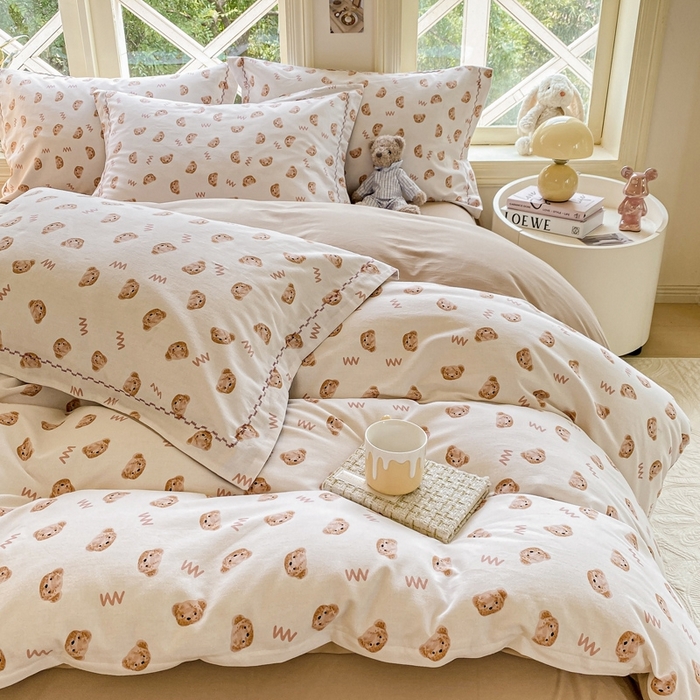 91家纺网 家纺一手货源 找家纺 宜家坊 2024秋冬新款全棉超柔加厚生态磨毛四件套 维尼