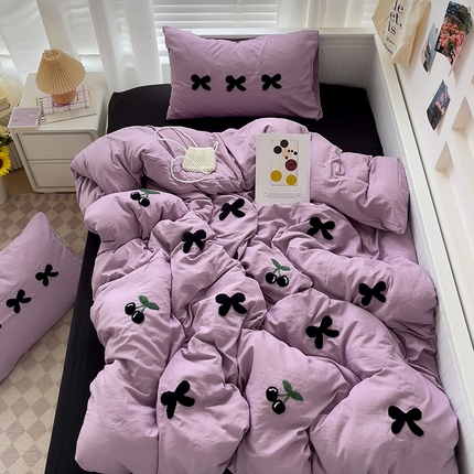 91家纺网 家纺一手货源 找家纺 （总）水墨江南 2024新款超柔水洗棉毛巾绣四件套-蝴蝶结风格二