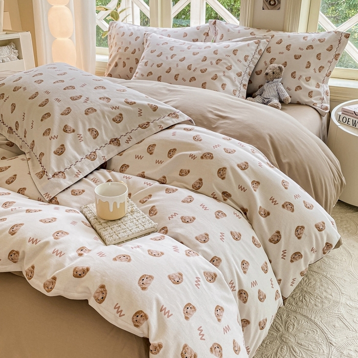 91家纺网 家纺一手货源 找家纺 宜家坊 2024秋冬新款全棉超柔加厚生态磨毛四件套 维尼