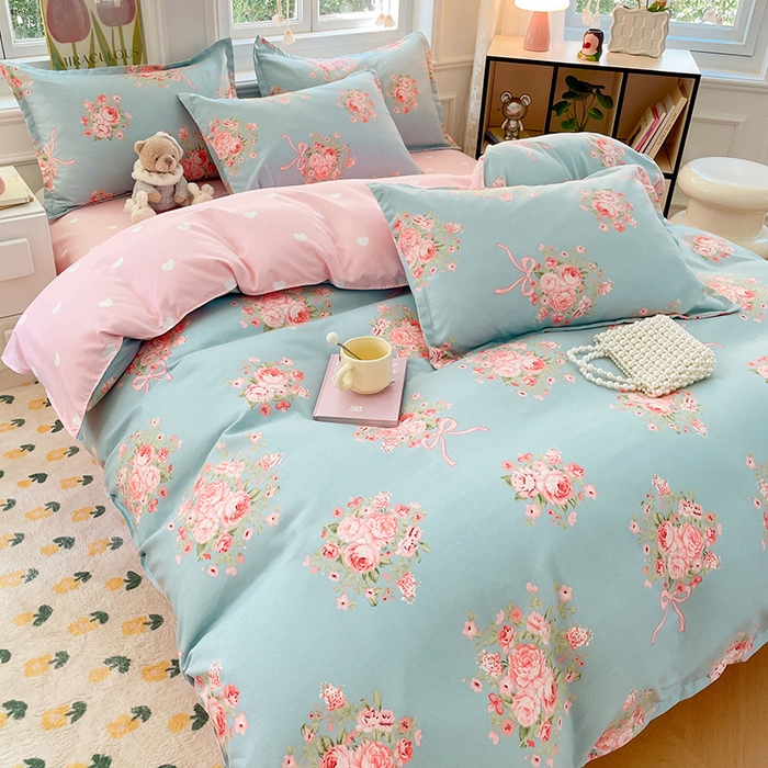 91家纺网 家纺一手货源 找家纺 世爵家纺 2025新款亲肤印花磨毛四件套 花月诗篇