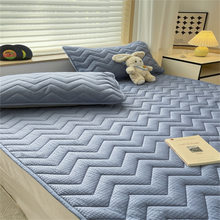 91家纺网 家纺一手货源 找家纺 老帅的工厂店 2025新款泡泡纱提花床垫系列 大床（有买家秀） 雾蓝