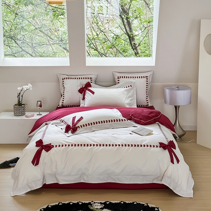 （总）西西家居 2024新款大红婚庆100支澳棉独家专版四件套--倾心