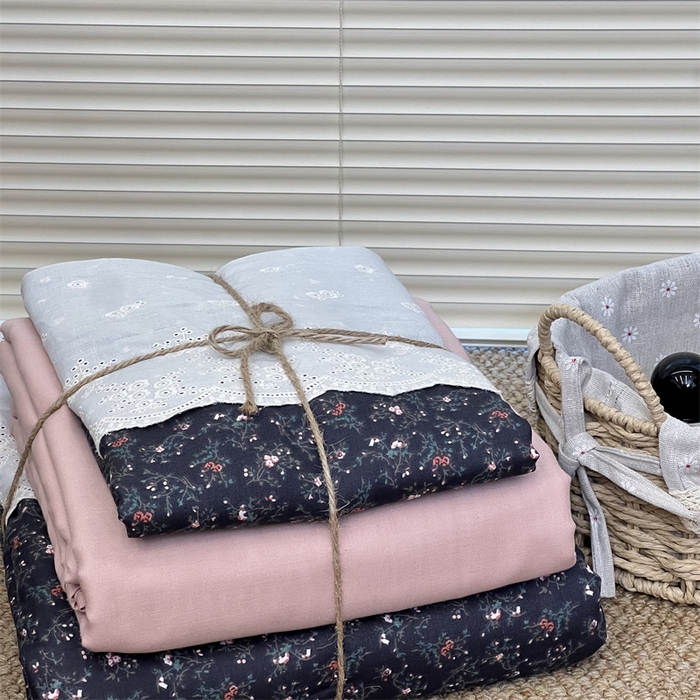 91家纺网 家纺一手货源 找家纺 2024新款全棉印花双层纱四件套--蕾丝花边款 不止玫瑰