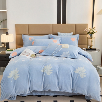 卡迪亚 2024新款全消光牛奶绒印花四件套 枫叶