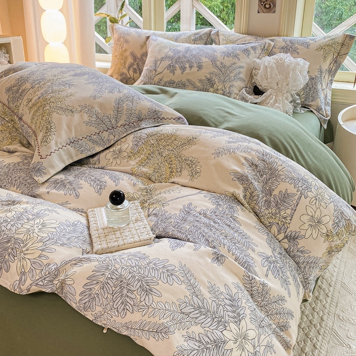 91家纺网 家纺一手货源 找家纺 宜家坊 2024秋冬新款全棉超柔加厚生态磨毛四件套 影兰