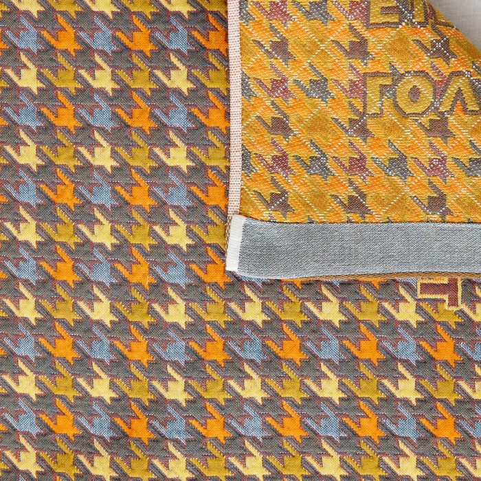 91家纺网 家纺一手货源 找家纺 朴尔家纺-毛巾被 2024新款全棉四层纱布色织提花宽边时尚枕巾系列 千鸟小熊-黄