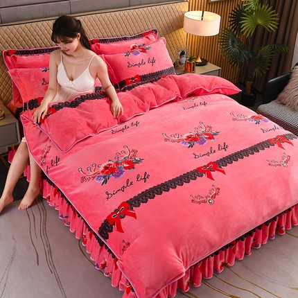 91家纺网 家纺一手货源 找家纺 （总）羽梦2025新款8.5斤牛奶法莱绒金貂法兰绒四件套直播爆款