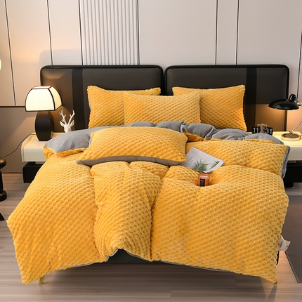 91家纺网 家纺一手货源 找家纺 （总）菡宝 2024新款高克重金龟绒纯色豆豆绒牛奶绒四件套