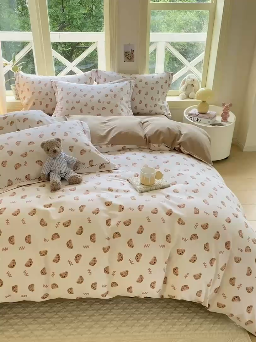 91家纺网 家纺一手货源 找家纺 宜家坊 2024秋冬新款全棉超柔加厚生态磨毛四件套 维尼