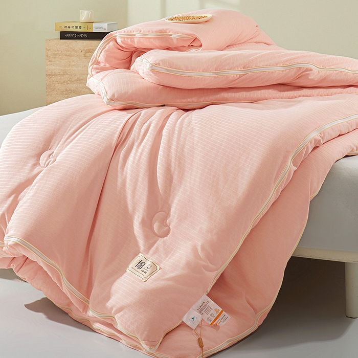 91家纺网 家纺一手货源 找家纺 森璐家纺 2024新款1原棉提花大豆子母被（提供买家秀） 晴芳粉