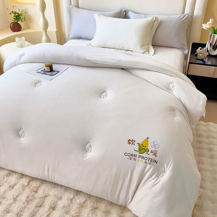 91家纺网 家纺一手货源 找家纺 暖阁 2025新款糯糯玉米被大豆被冬被春秋被被子被芯 珍珠白