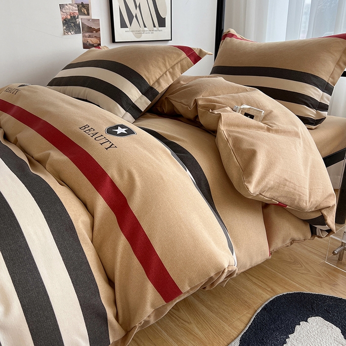 91家纺网 家纺一手货源 找家纺 慕木 2025新款A类印花阳光暖绒棉高克重170克学生宿舍床三件套被芯床垫枕芯上下铺六件套 极简格调-黄