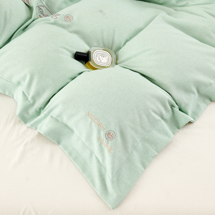 91家纺网 家纺一手货源 找家纺 U品汇 2024新品生态加厚长绒棉纯棉绣花40S全棉磨毛刺绣四件套宽边款 七里香-青翠绿