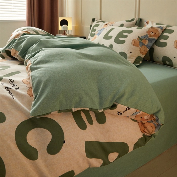 91家纺网 家纺一手货源 找家纺 启程家纺 2024全棉生态磨毛印花四件套 梦游记