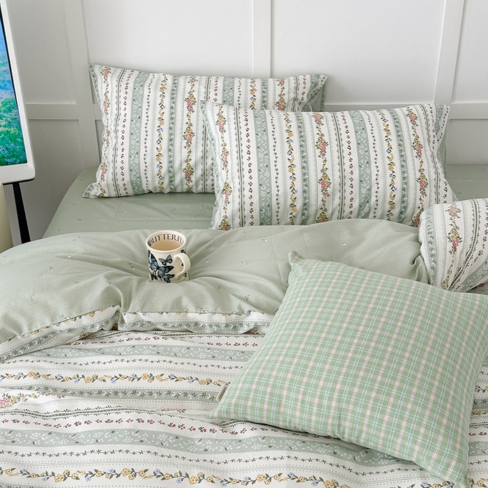 91家纺网 家纺一手货源 找家纺 昔可家纺 2024新款13372全棉亲肤四件套-小花系列 半夏花语