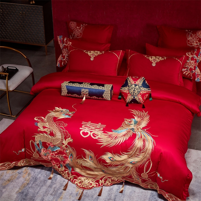 91家纺网 家纺一手货源 找家纺 宏羽纺家纺 2024新款13372纯棉婚庆套件系列 婚嫁贺喜