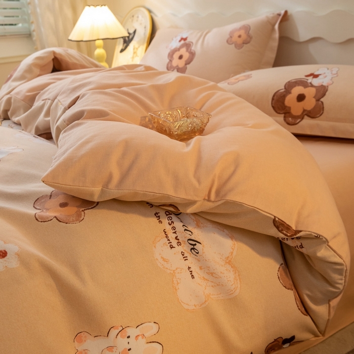 91家纺网 家纺一手货源 找家纺 启程家纺 2024全棉生态磨毛印花四件套 花童