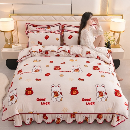 91家纺网 家纺一手货源 找家纺 （总）芯诗曼2025新款8.5斤直播热款高克重牛奶绒法莱绒水晶金貂法莱绒四件套