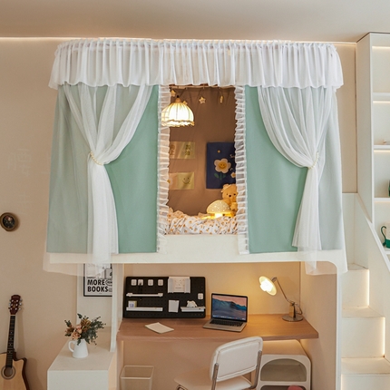 91家纺网 家纺一手货源 找家纺 飞轮海蚊帐 2024新款雪尼尔花边遮光床帘学生蚊帐-XD-22 XD-22-芥末绿