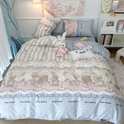 昔可家纺 2024新款13070全棉四件套系列第二批 小熊蛋糕