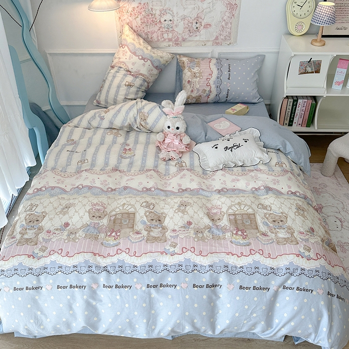 91家纺网 家纺一手货源 找家纺 昔可家纺 2024新款13070全棉四件套系列第二批 小熊蛋糕