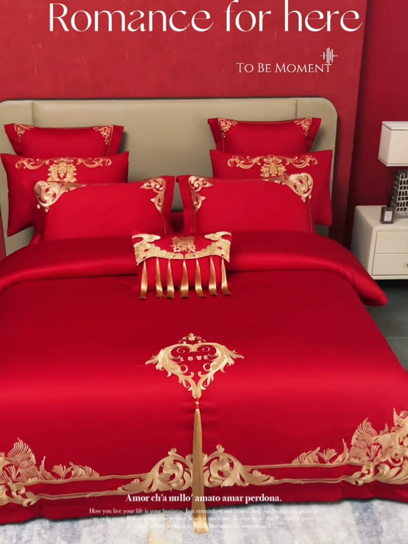 91家纺网 家纺一手货源 找家纺 宏羽纺家纺 2024新款13372纯棉婚庆套件系列 真情涌动