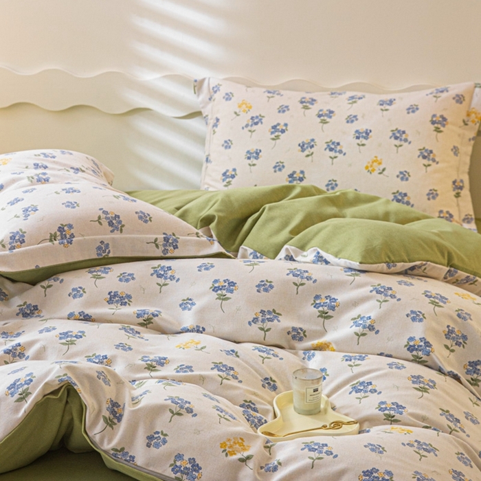 91家纺网 家纺一手货源 找家纺 启程家纺 2024全棉生态磨毛印花四件套 高岭花