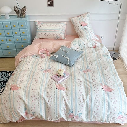 （总）昔可家纺 2024新款13372全棉亲肤四件套-小清新系列