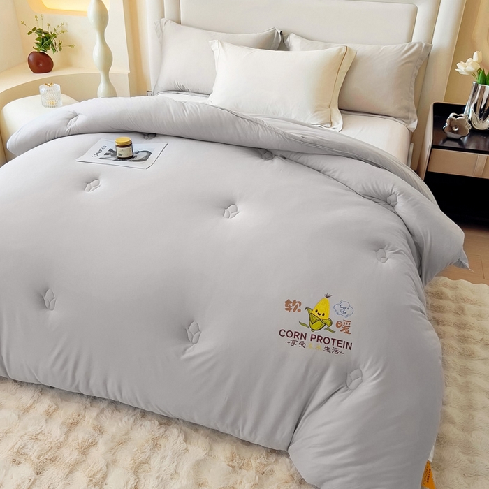 91家纺网 家纺一手货源 找家纺 暖阁 2025新款糯糯玉米被大豆被冬被春秋被被子被芯 高级灰