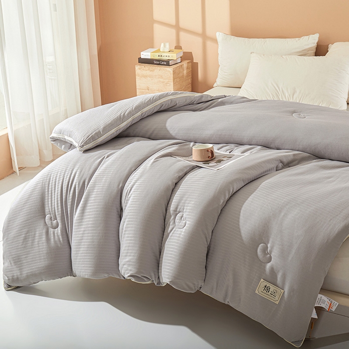 91家纺网 家纺一手货源 找家纺 森璐家纺 2024新款1原棉提花大豆子母被（提供买家秀） 星云灰