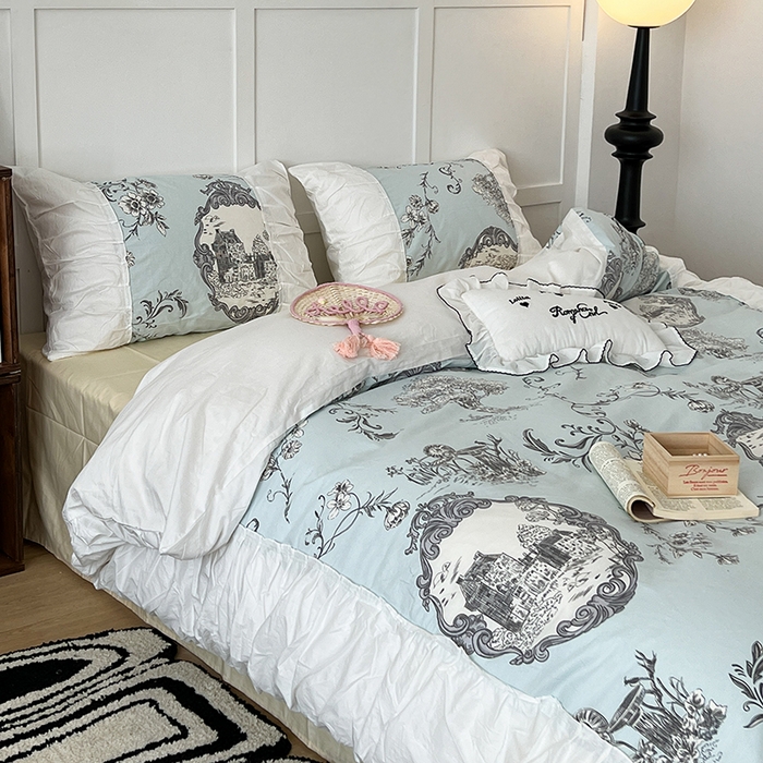 91家纺网 家纺一手货源 找家纺 （总）昔可家纺 2024新款韩版花边工艺款轻奢四件套