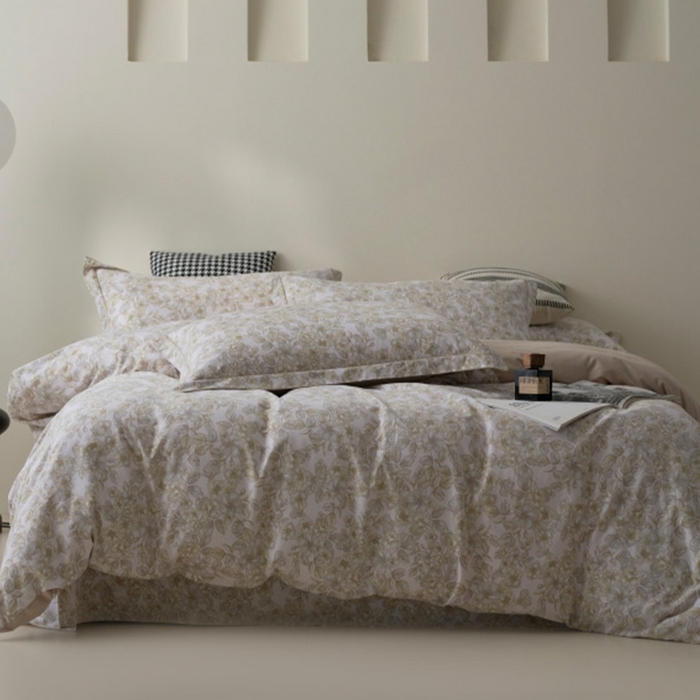 91家纺网 家纺一手货源 找家纺 XIWEN-希文家纺 2024新款全棉印花陶瓷磨毛四件套-第一批 轻轻丝语-驼