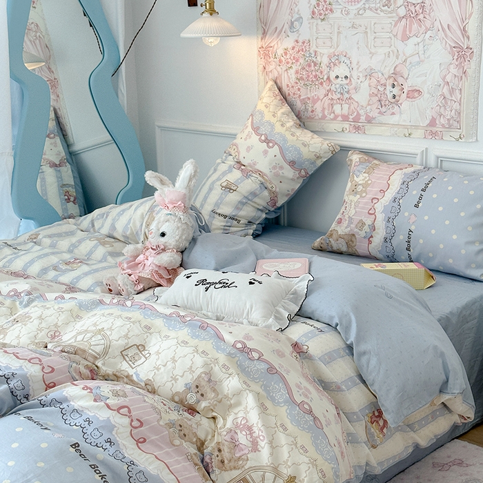 91家纺网 家纺一手货源 找家纺 昔可家纺 2024新款13070全棉四件套系列第二批 小熊蛋糕