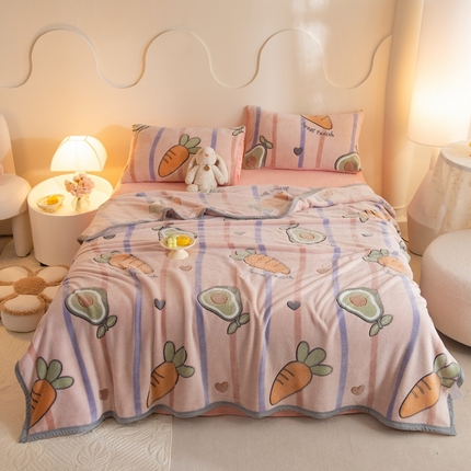 91家纺网 家纺一手货源 找家纺 慕梵家居 2024新款雪花绒多功能包边毛毯 小萝卜