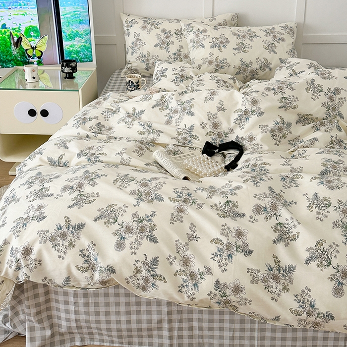 91家纺网 家纺一手货源 找家纺 昔可家纺 2024新款13372全棉亲肤四件套-小花系列 浮世绘