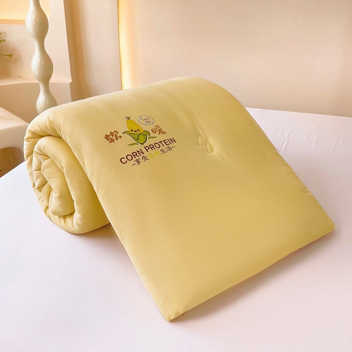 91家纺网 家纺一手货源 找家纺 暖阁 2025新款糯糯玉米被大豆被冬被春秋被被子被芯 杏黄色